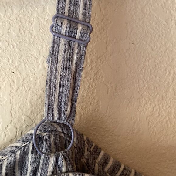 American Eagle Outfitters Sleeveless Blue & White Belted Wide Leg Romper Size 0 - Picture 9 of 15